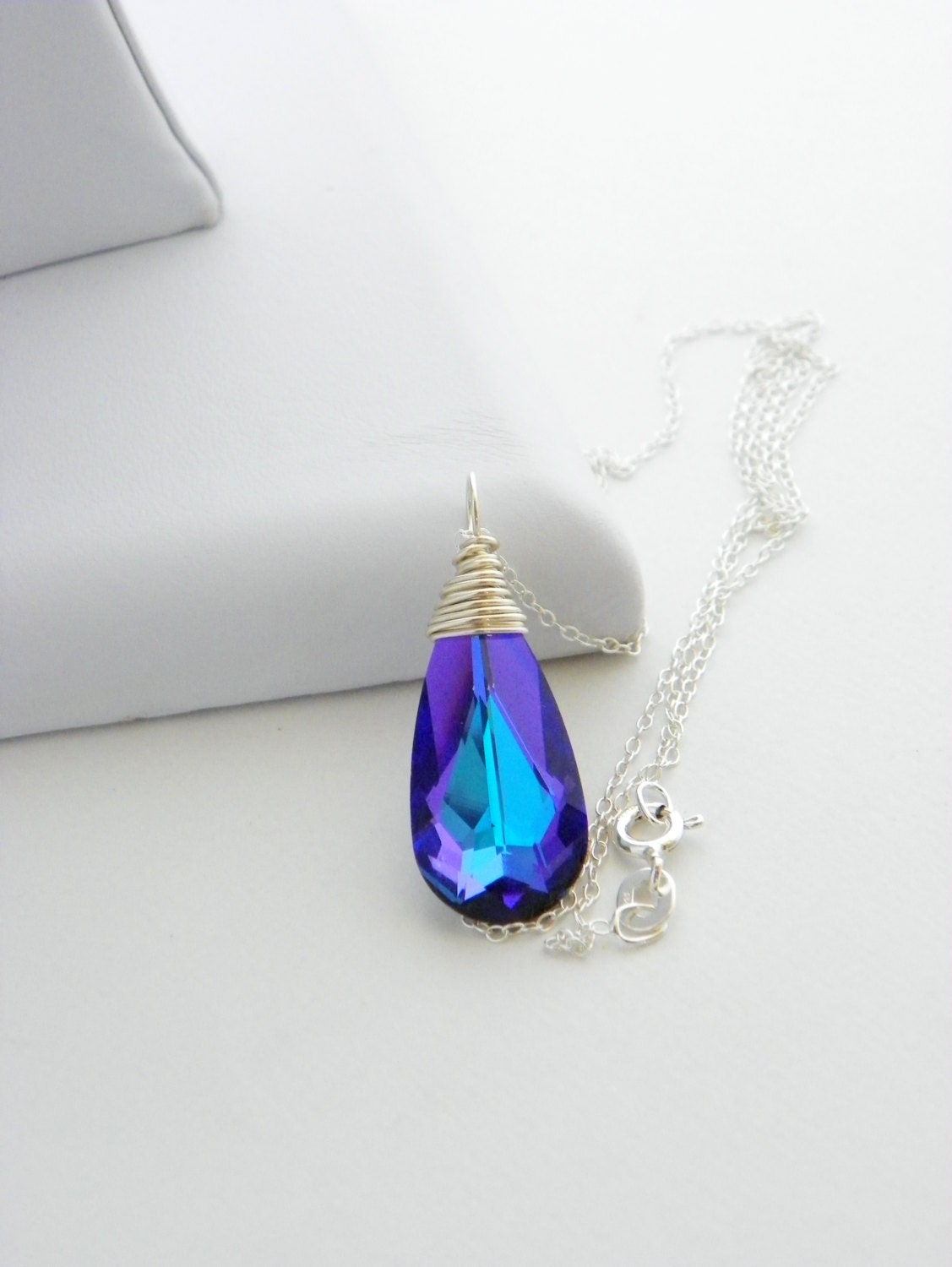 Purple Necklace Wire Wrapped Necklace Purple and Teal Etsy