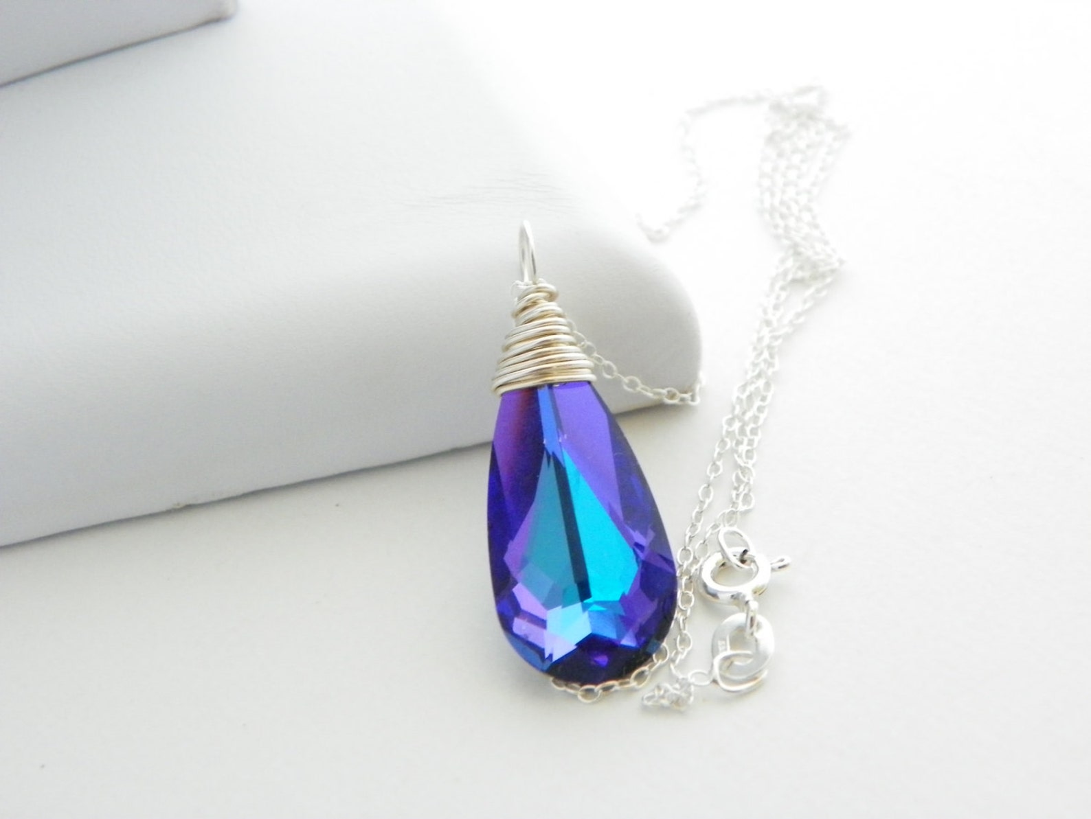 Purple Necklace Wire Wrapped Necklace Purple and Teal Etsy