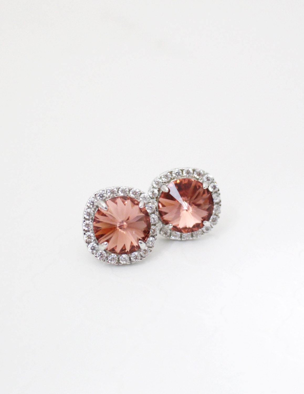 Blush Wedding Earring Studs Blush Earring Studs Blush Bridal Etsy