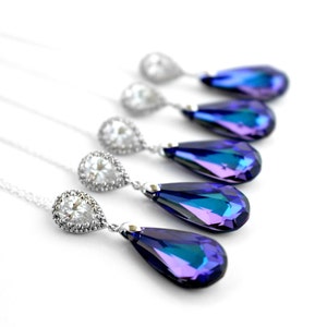 Purple Necklace, Peacock Wedding Necklace, Purple Bridal Necklace, Peacock Jewelry Peacock Wedding Purple Turquoise Purple Teardrop Necklace