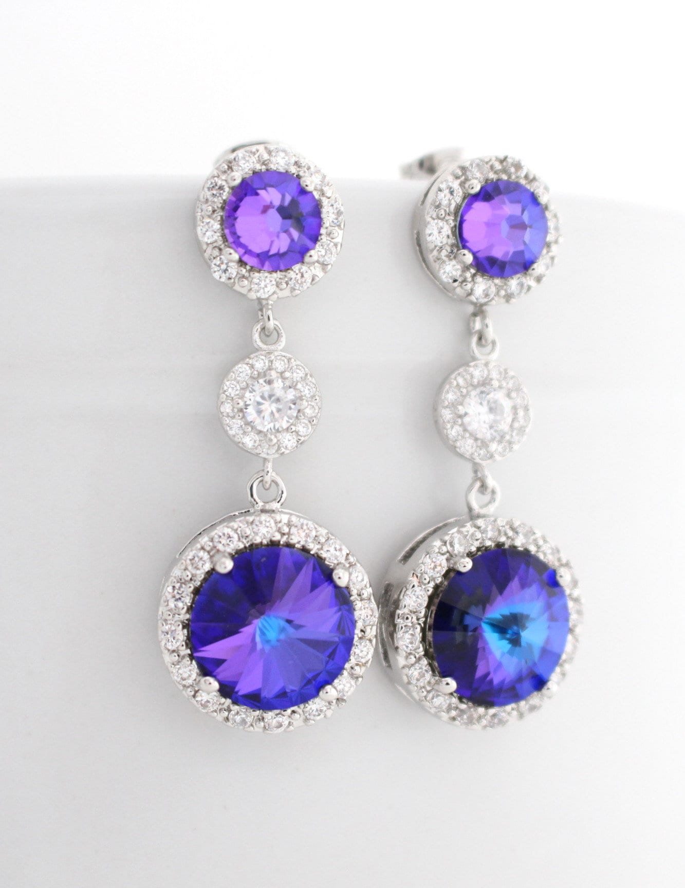 Purple Earrings Purple Bridal Earrings Purple Wedding Etsy