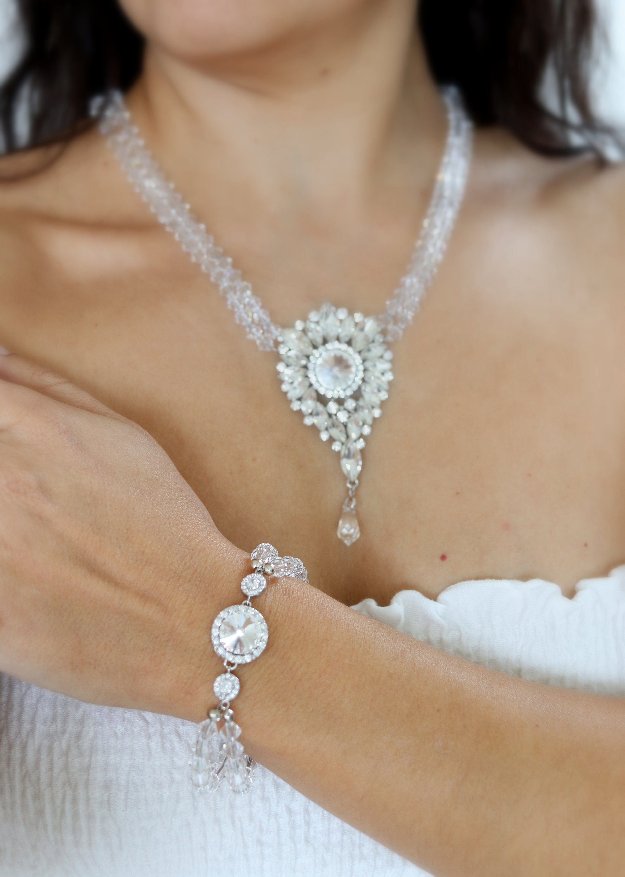 Clear Statement Necklace Set main image 0