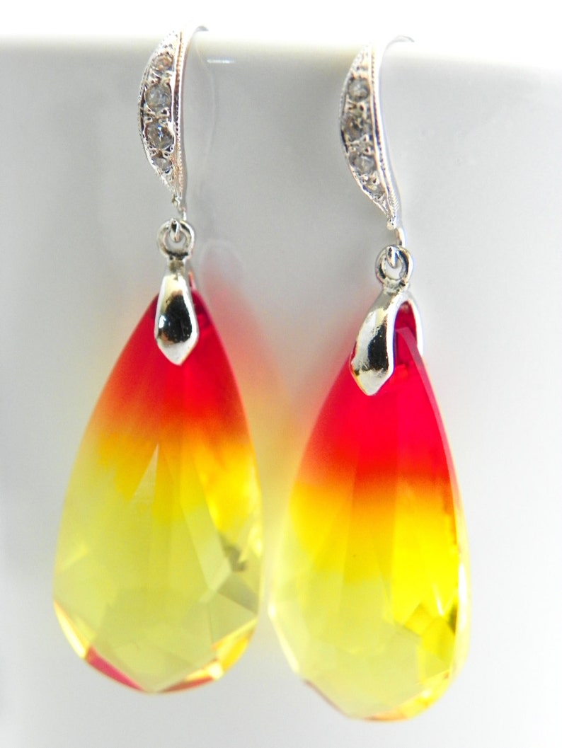 Orange Bridal Statement Earrings Yellow and Orange Bridal Etsy