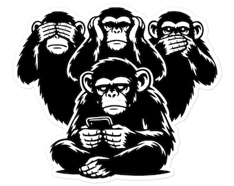 Bubble-free stickers - Dark Art vinyl sticker - Monkey