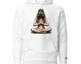 Gas Mask Yoga Sweatshirt, Modern Meditation Hoodie, Dark Aesthetic Graphic Hoodie, Psychological Streetwear, Edgy Concept Apparel