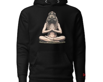 Gas Mask Yoga Sweatshirt, Modern Meditation Hoodie, Dark Aesthetic Graphic Hoodie, Psychological Streetwear, Edgy Concept Apparel