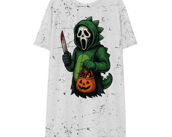 Scream Pajamas – Off-Duty Slashers Halloween T-Shirt Dress | Funny Horror Dress by Shyster Graphics