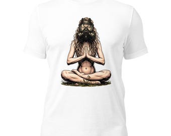 Gas Mask Yoga Shirt, Modern Meditation Tee, Dark Aesthetic Graphic T-Shirt, Psychological Streetwear, Edgy Concept Apparel