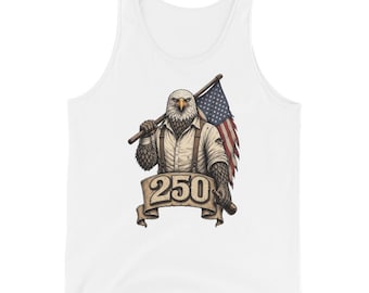 250 Years Beaten Not Broken Tank Top, Patriotic Eagle Tank, America 250 Anniversary Shirt, 1776-2026 American Pride Tank