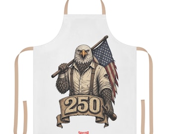 America 250 Grill Apron, Patriotic BBQ Apron, Eagle Barbecue Apron, 1776-2026 Anniversary Gift, Beaten Not Broken Cookout Apron