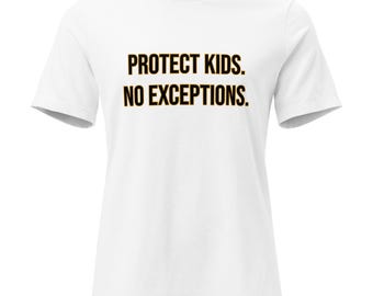 Women's Relaxed T-shirt - Protect Kids. No Exceptions. T-Shirt – Lion & Kitten Graphic – Statement Streetwear