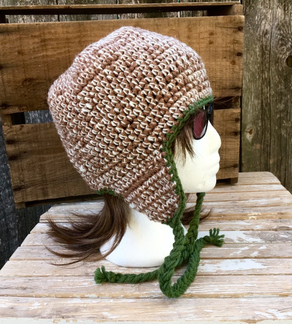brown earflap hat