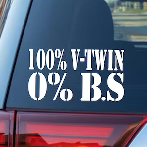 100% V-twin, 0 percent BS Car Decal Motorcycle Biker Car Toolbox Shop Gift
