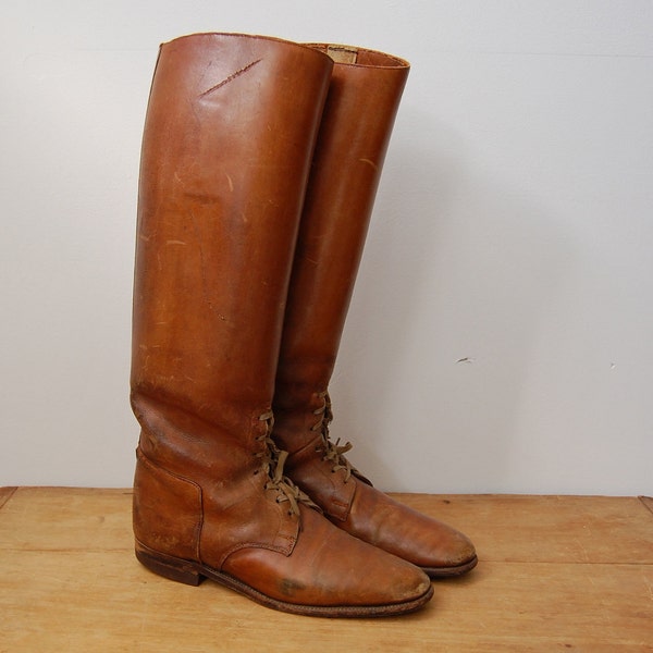 Vintage 1920s Boots - Leather Riding Boots - The Odette