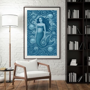 Vintage Mermaid digital prints | Mermaid Wall Art | Beach House Art | Coastal Art | Nautical Art