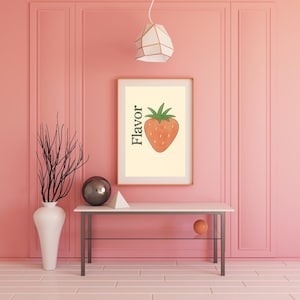Strawberry print wall art | digital print art |  kitchen, Childrens, dorm, house, apartment dorm