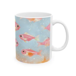 Whimsical Fish Ceramic Mug - Colorful Coffee Cup for Ocean Lovers, Perfect Gift for Birthdays, Housewarming, or Just Because