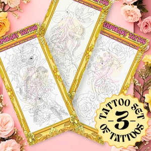 Color In Temporary Tattoo Set of 3 | Medium | Canadian | Deep Sea Daydreams