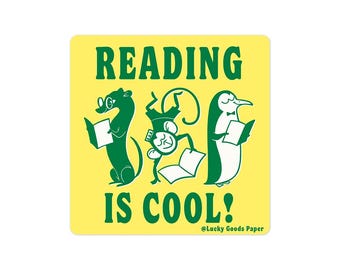 Reading Sticker – Retro Book Lover Vinyl Decal