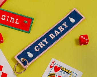 Cry Baby Embroidered Keychain – Retro-Inspired Tag for Your Keys or Bag