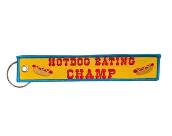 Hotdog Champ Embroidered Keychain