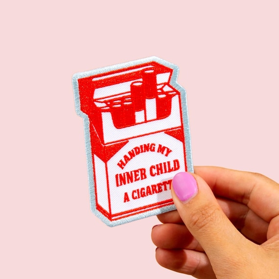 Inner Child Cigarette Embroidered Patch – Funny Y2K Aesthetic Iron-On