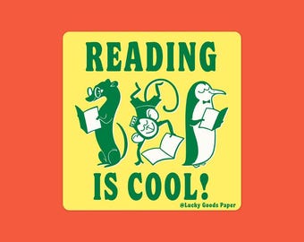 Reading Sticker – Retro Book Lover Vinyl Decal