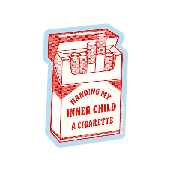 cigarette box stickers Inner Child Cigarette Vinyl Sticker – Funny Y2K Humor Decal