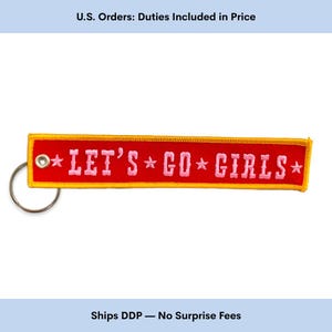 Let’s Go Girl Embroidered Keychain – Retro Cowgirl-Inspired Key Tag