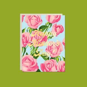 Vintage “Mother’s Day Roses” A2 Greeting Card with Gold Foil Detail