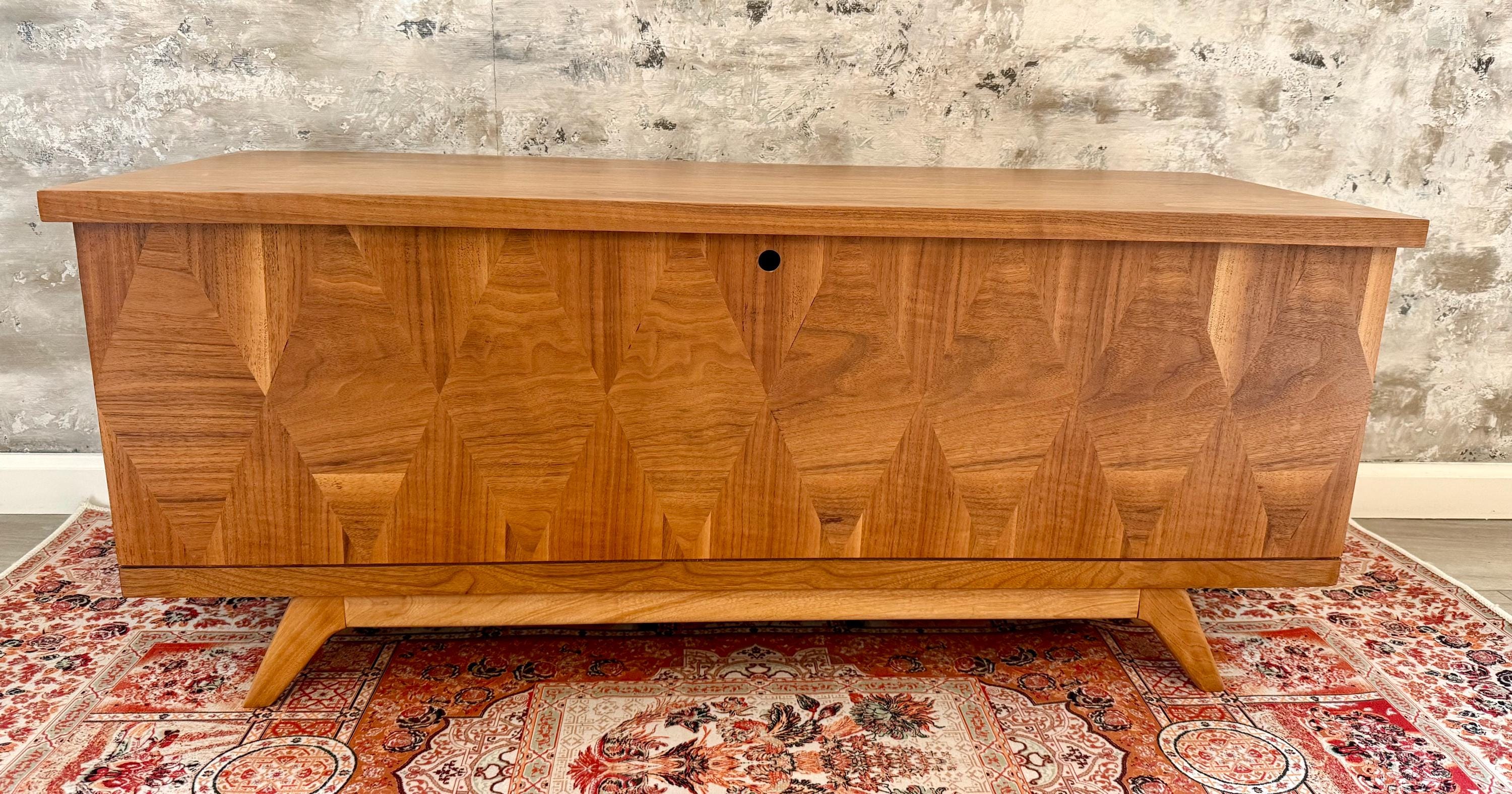 Lane Mid Century Modern Walnut With Diamond Inlay Cedar Chest