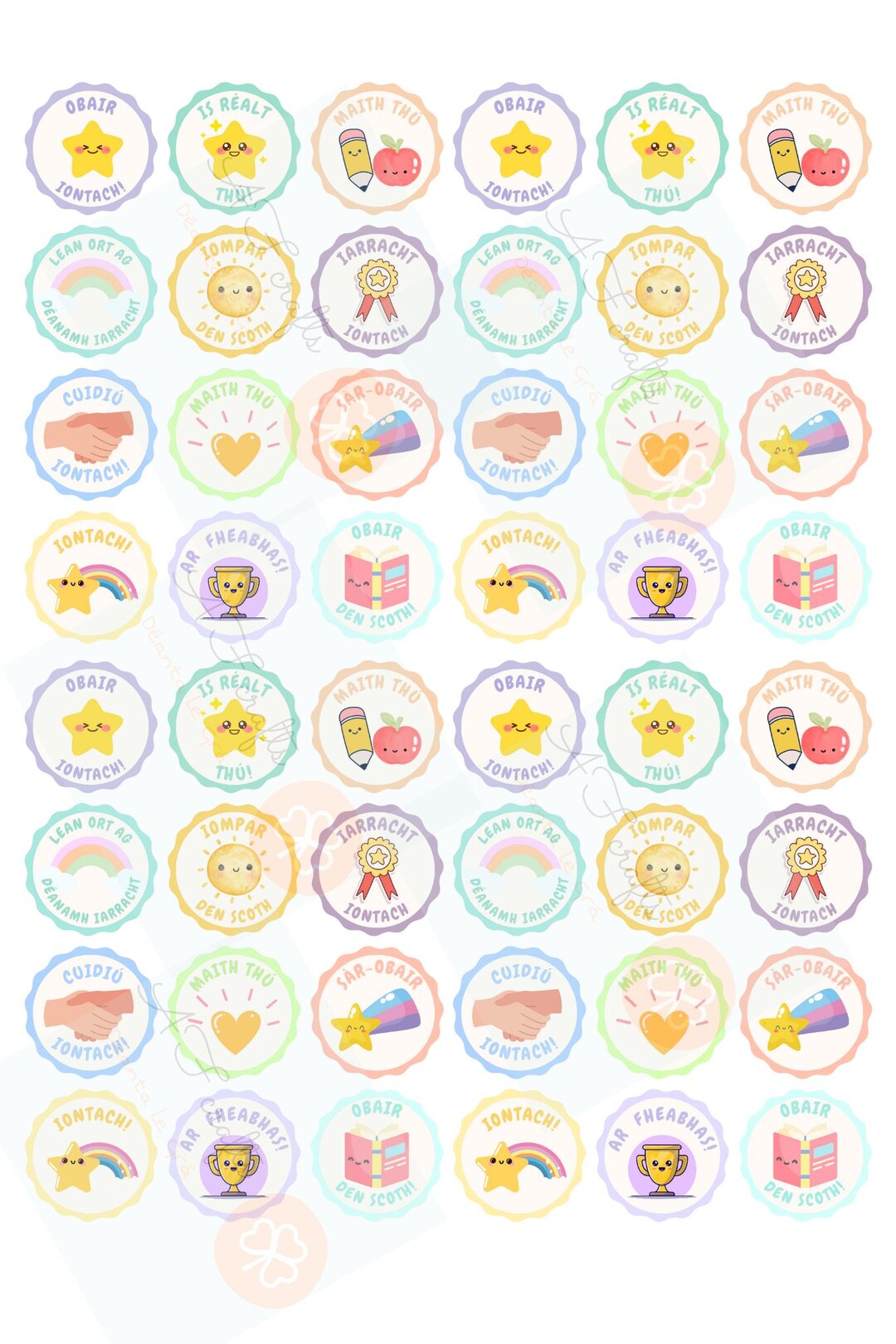48 Irish Language Motivational Stickers: Gaeilge Classroom Rewards - Etsy, image size:1080x1620