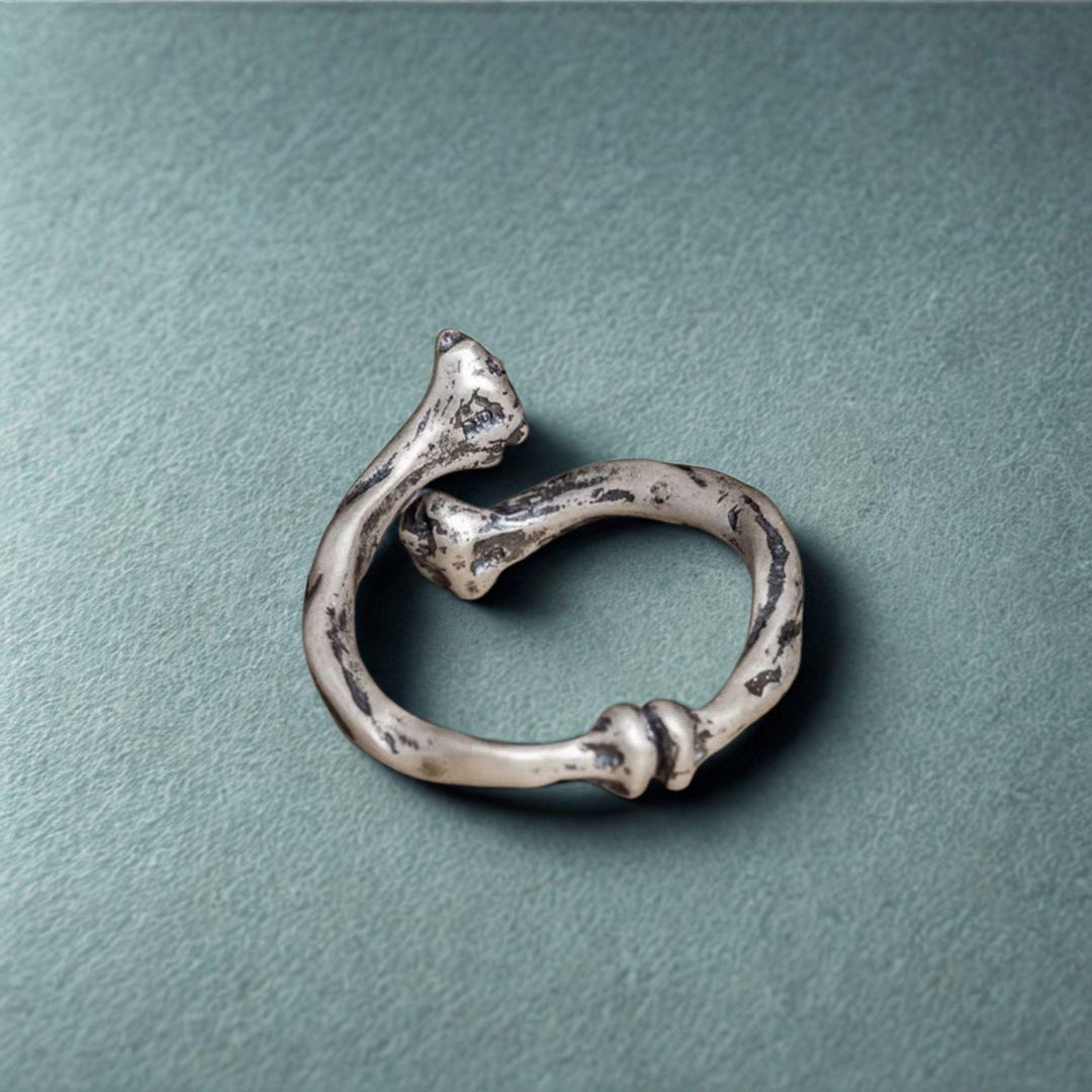 Sterling Silver Bone Ring, Gothic Punk Skeleton Jewelry for Men ...