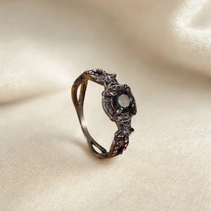 witchcore opal crystal ring – gothic fantasy jewelry gift