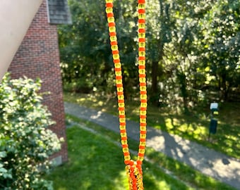 Orange & Yellow Kandi Penjamin Pouch Necklace
