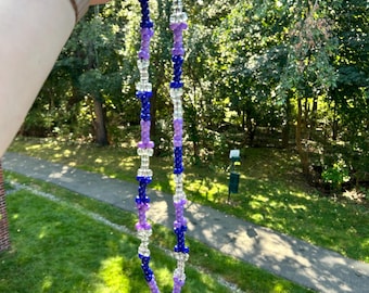 Blue, Purple, & Clear Kandi Penjamin Pouch Necklace