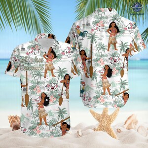 Moana Hawaiian Shirt, Princess Hawaiian Shirt, Tropical Hawaiian Shirt, Disneyland Moana Merch, Family Summer Trip Shirt