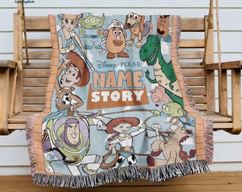 Personalized Toy Story Blanket | Disneyland Toy Story Woven Blanket | Woody Buzz Lightyear Blanket | Birthday Gift | Custom Name Blanket