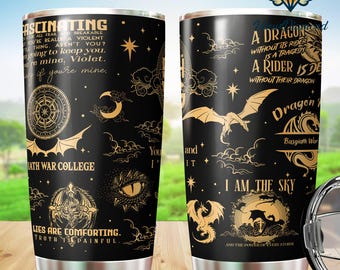 20 oz Dragon Rider Tumbler, Fourth Wing Iced Coffee Cup, Wing Glass Tumbler, Fantasy Gift Merch Tumbler, Romantasy, Christmas gift