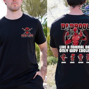 Camiseta personalizada de Deadpool para el Día del Padre, camiseta de Dadpool, camiseta genial para papá, camiseta de superhéroe para papá, regalo para papá primerizo, camiseta personalizada con nombre para niño imagen 1