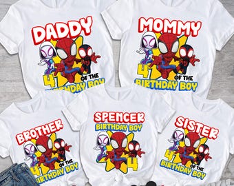 Custom Name Spiderman Birthday Boy Shirt | Spiderman Birthday Shirt | Spidey Theme Party | Family Matching Shirt | Boy Birthday Shirt