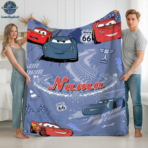 Custom Name Cars Movie Blanket, Lightning McQueen Blanket, Cars Land Blanket, Birthday Boy Gifts Fleece Blanket image 3