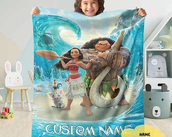 Custom Name Moana Maui Blanket, Moana 2 Movie Blanket, Disneyland Moana Blanket, Moana Princess Blanket, Blanket Birthday Gifts