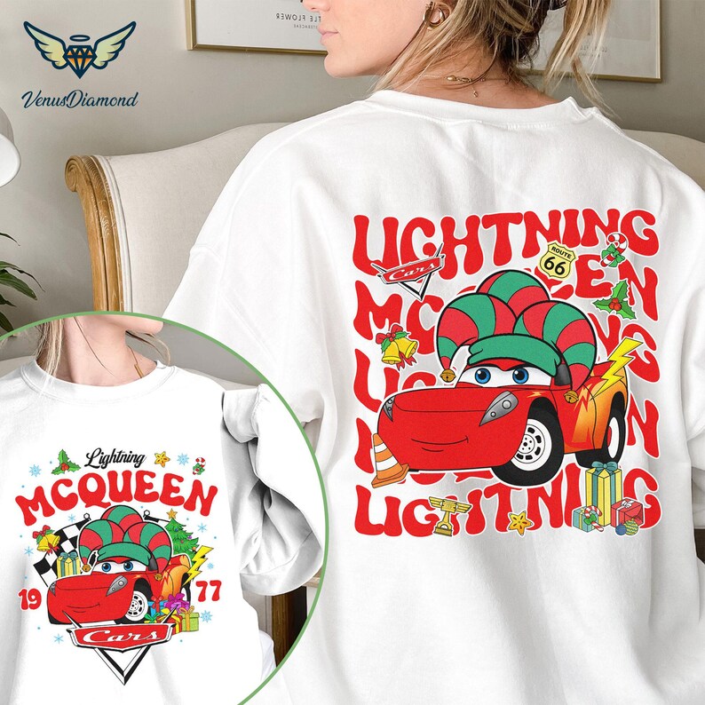 Lightning Mcqueen Christmas Twosided Shirt, Cars Christmas Sweatshirt