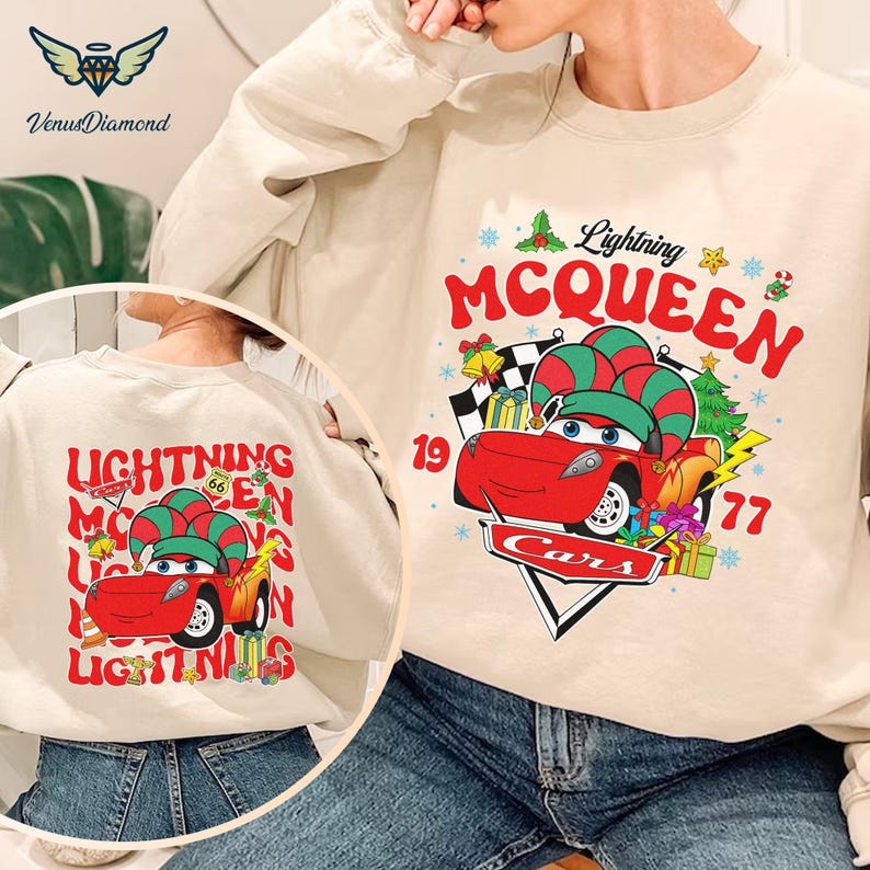 Lightning Mcqueen Christmas Twosided Shirt, Cars Christmas Sweatshirt