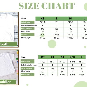 the size chart for a youth's t - shirt