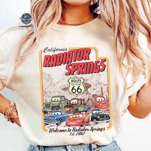 Vintage Radiator Springs Comfort Colors Shirt, Lightning McQueen Disneyland Tee, Pixar Cars Family Shirts, DisneyVacation Shirt, Disneytrip immagine 1