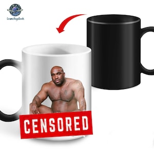 Barry Wood Sitting on Bed Meme Mug, Funny Rude Mug, Novelty Gag Gift, Heat Changing Coffee Mug, Message Appears as it Heats, Office Gag Gift