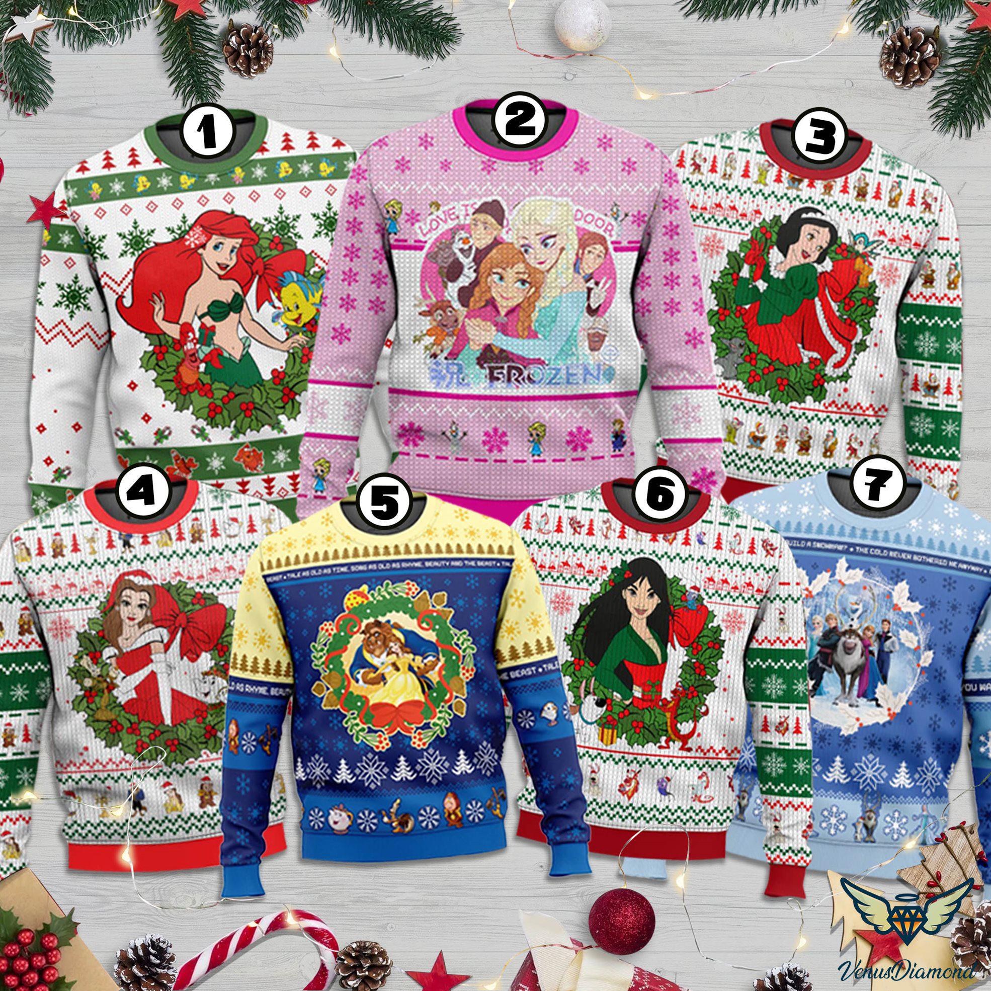 Disney Princess Ugly Disney Sweater Princess Ugly Christmas