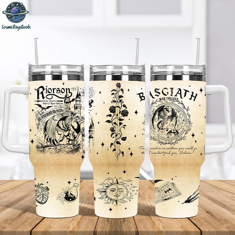 Fourth Wing Tumbler, Basgiath War College 40 Oz Tumbler, Dragon Fantasy Stainless Coffee Cup, Bookish Tumbler Gift for Reader Bild 3